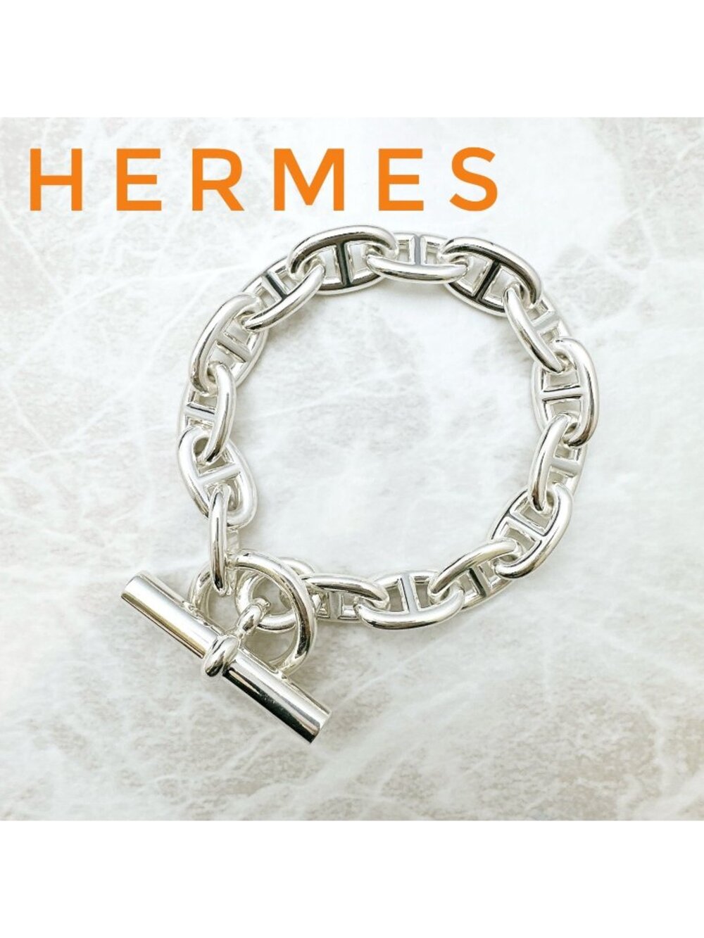 Hermes Chaine D'ancre MM Silver Bracelet 18
